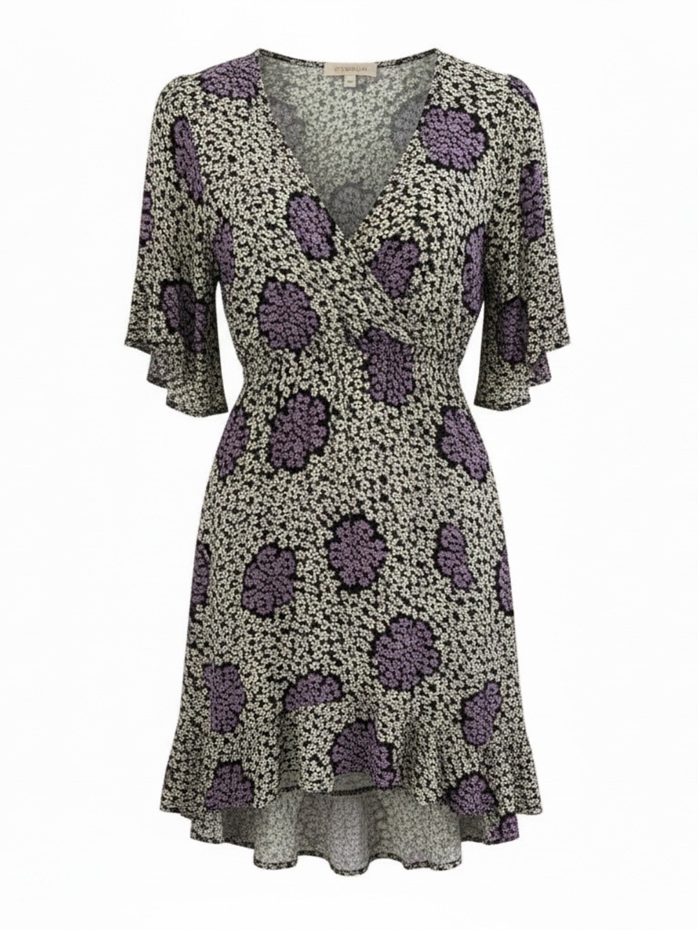 Rewind Black and Purple Floral Mini Dress